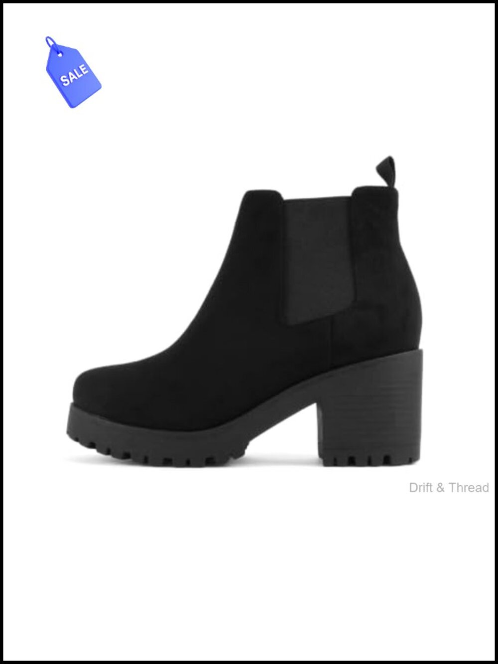 Soda Jaber Ankle Boot Lug Sole Elastic Gore Chunky Heel